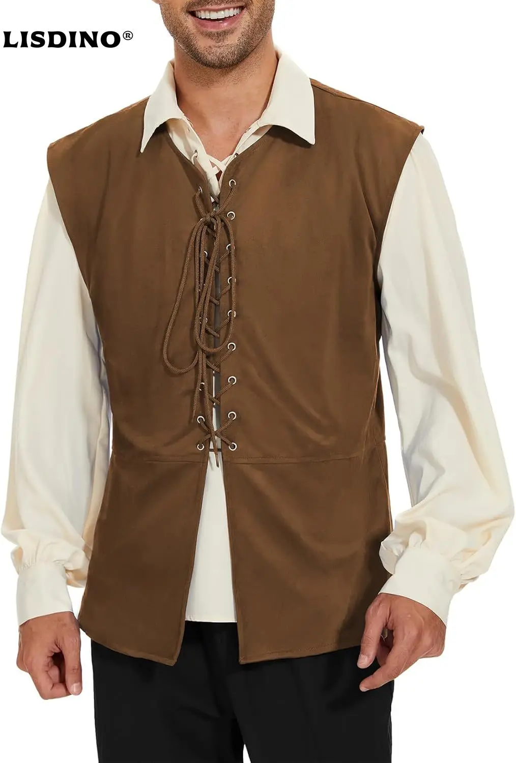 

1Century Star Pirate Vest Men - Renaissance Costume Men Medieval Viking Gothic Steampunk Sleeveless Halloween Costumes
