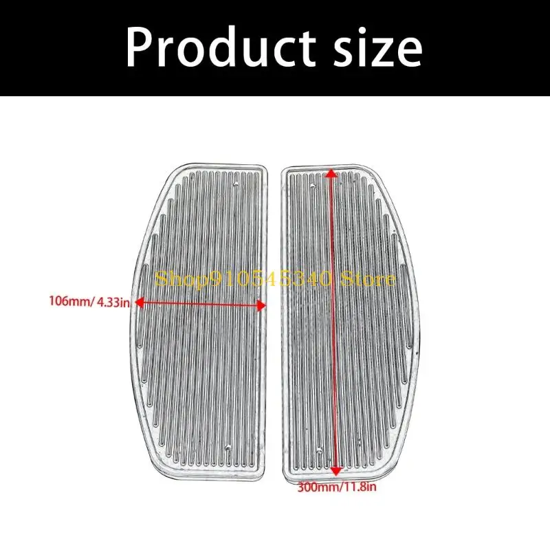 U2JA Black Motorcycle Floorboard Insert Pads, D-Shape Hard Rubber Front Replacement Pair with Ribbed Top Pattern, 30cm/11.8inch
