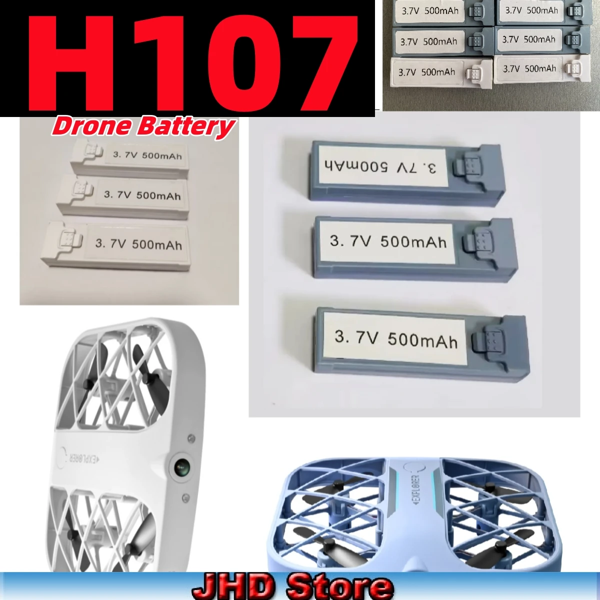 Jhd แบตเตอรี่สำหรับ H107 3.7V 500mAh H107 jjrc orignal JRC แบตเตอรี่โดรนขนาดเล็ก Quadcopter jjrc H107แบตเตอรี่โดรนขนาดเล็กขายส่ง