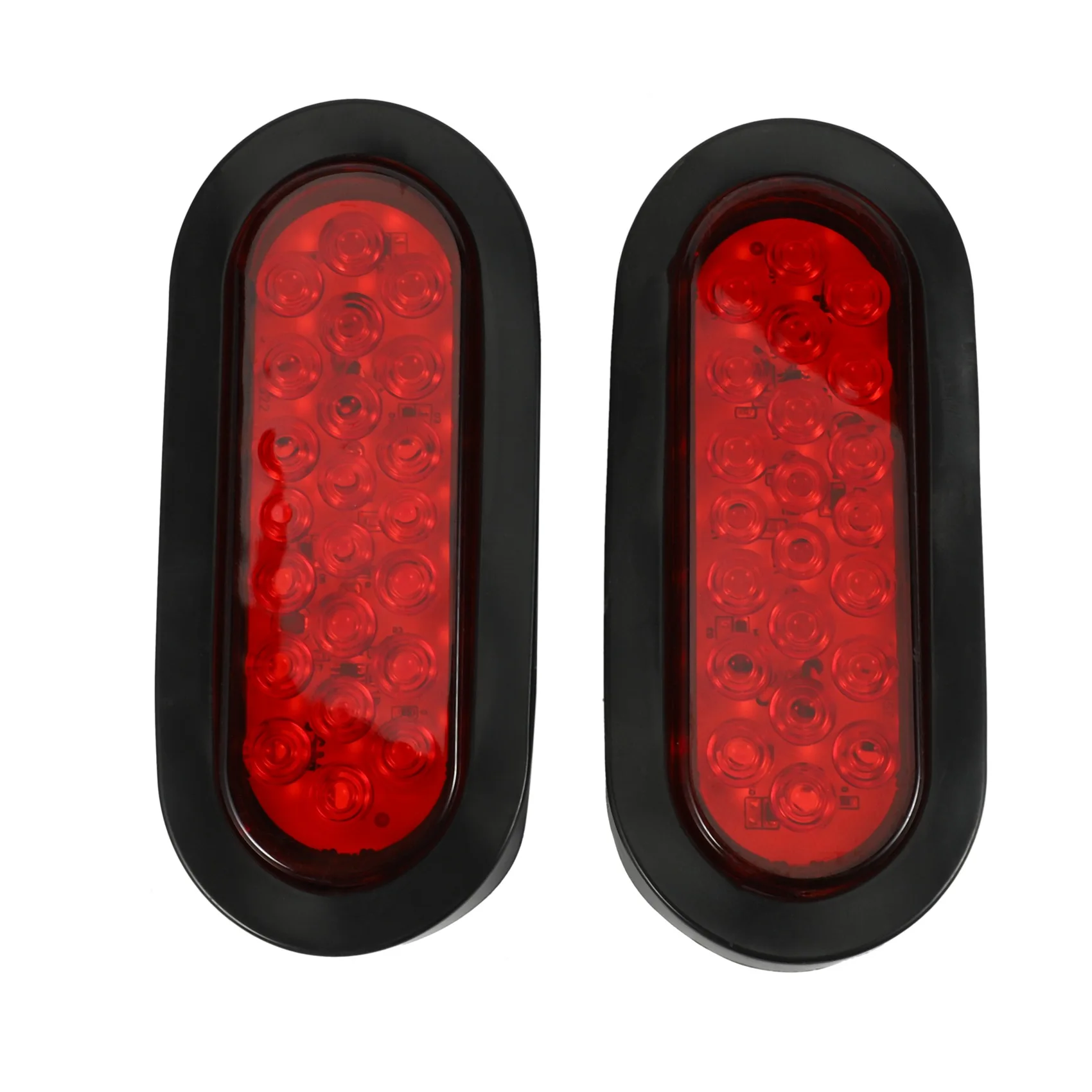 2Pcs 6 Inch Oval Red 22 LED Truck Taillight Transparent Reversing Tail Light for Truck Trailer Warning Light