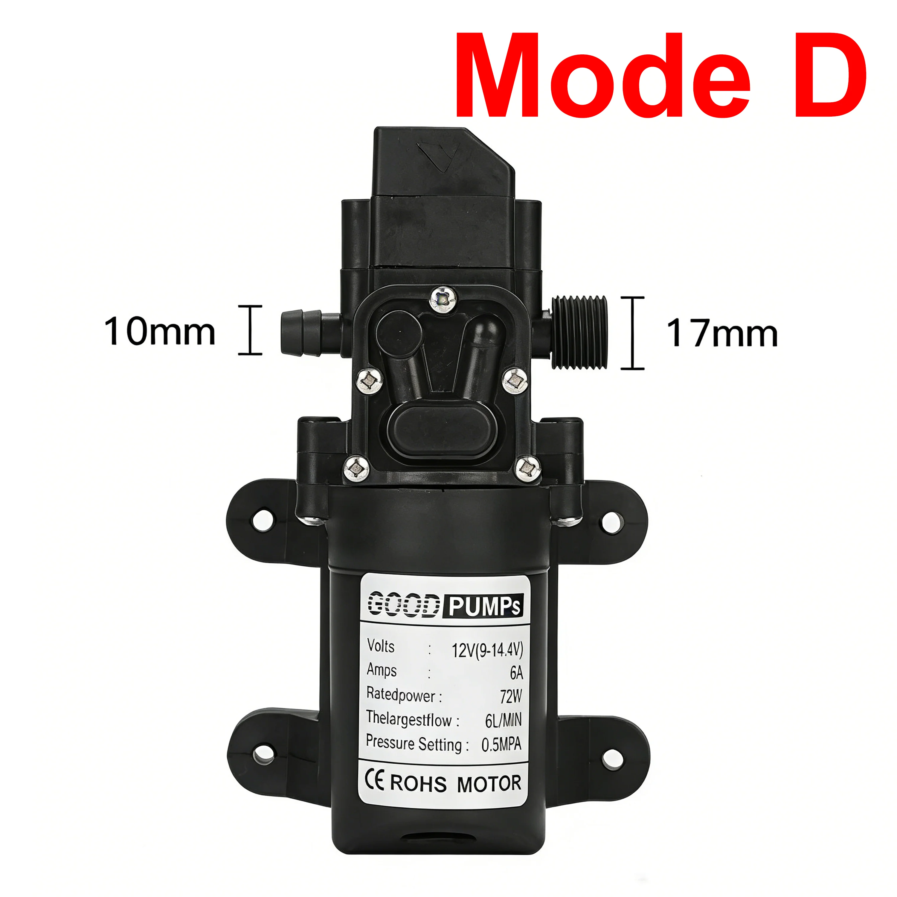 Dc 12V 120PSI 60W 5L/Min Hogedruk Membraanpomp Mini Elektrische zelfaanzuigende Pomp Water Wasmachine pesticide Spuiten - afbeelding 1