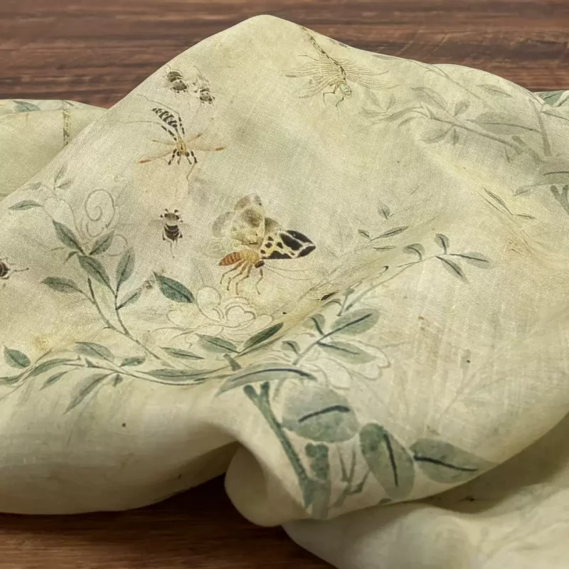

Pure ramie printed fabric, used for making high-end clothing sewing fabrics