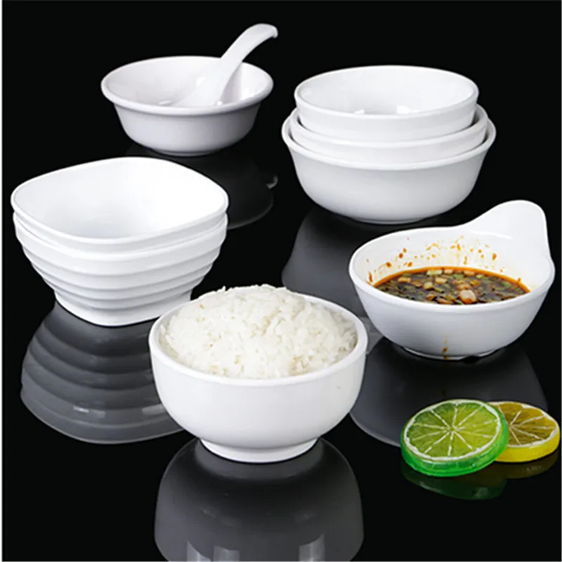 White Melamine Bowls Restaurant Small Rice Soup Sauce Bowl Dinner Dish Hot Pot Seasoning Container Anti-fall kitchen Tableware