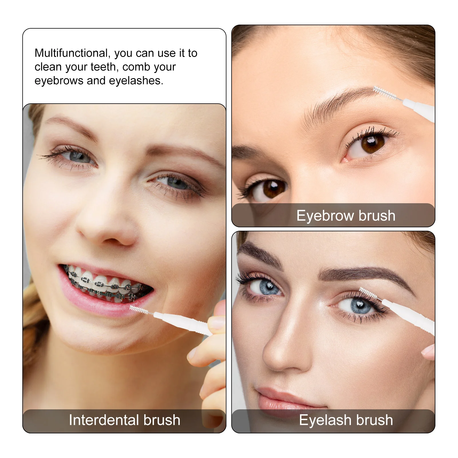 20 piezas pinceles de maquillaje para cejas, Mini juego de cepillos portátiles de nailon, cepillo de limpieza de dientes Interdental pequeño para viajes de oficina