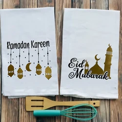 Ramadan Kareem Eid Mubarak white kitchen tea towel Muslim Islamic suhoor Iftar sehri Eid al-Fitr home decoration gift sign