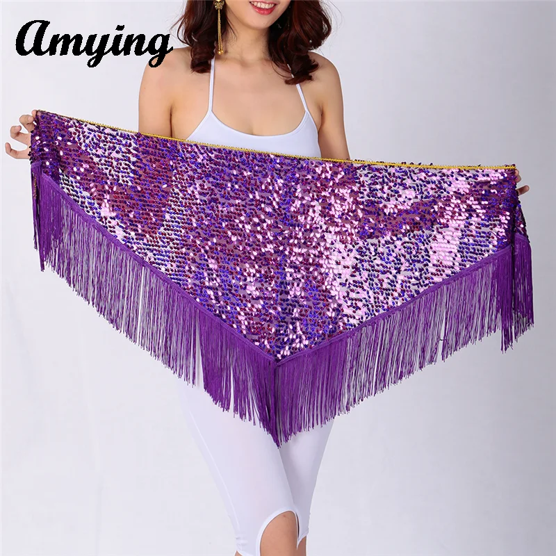 2024 New Women Sequin Tassel Belly Dance Hip Scarf Carnival Party Stage Performance Belt Waist Chain Indain Costume Wrap Skirt