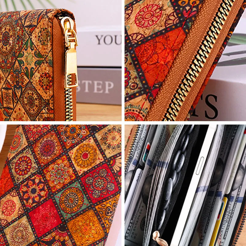 1 قطعة نمط عشوائي خمر البوهيمي الطباعة محفظة طويلة حقيبة يد المرأة