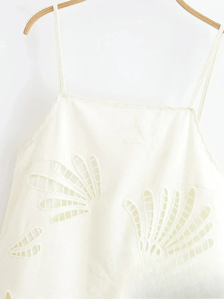 KONDALA-vestido Sexy y elegante para mujer, minivestido recto sin mangas con bordado calado, vestido de playa para vacaciones de verano 2025