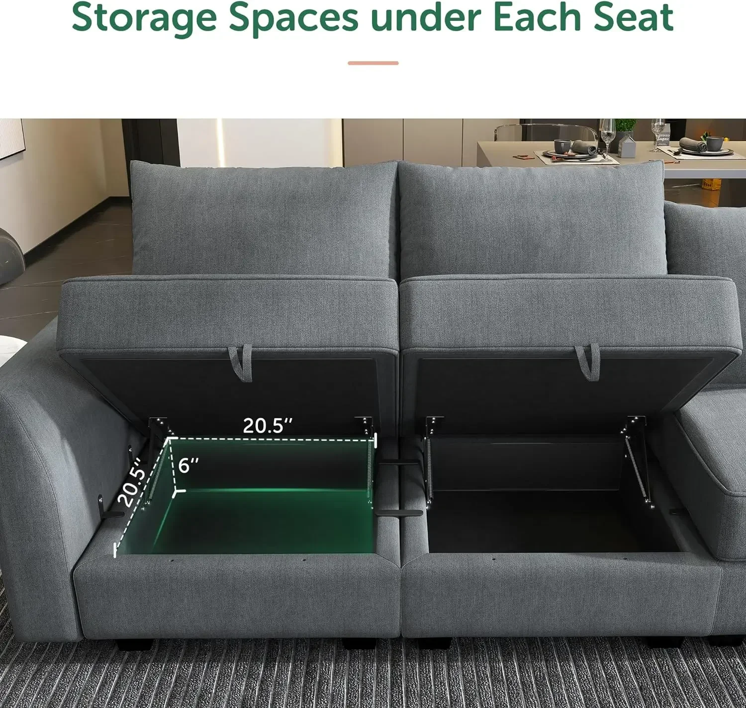 Modular Sectional Couch with Reversible Chaise L/U-Shape Sofa Corner Couch Modular Sofa with Storage Seat