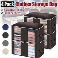 4pcs/Set 90L Foldable Clothes Quilt Storage Bags Blanket Sweater Storage Organizer Box Sorting Pouches Clothes Sets For Home