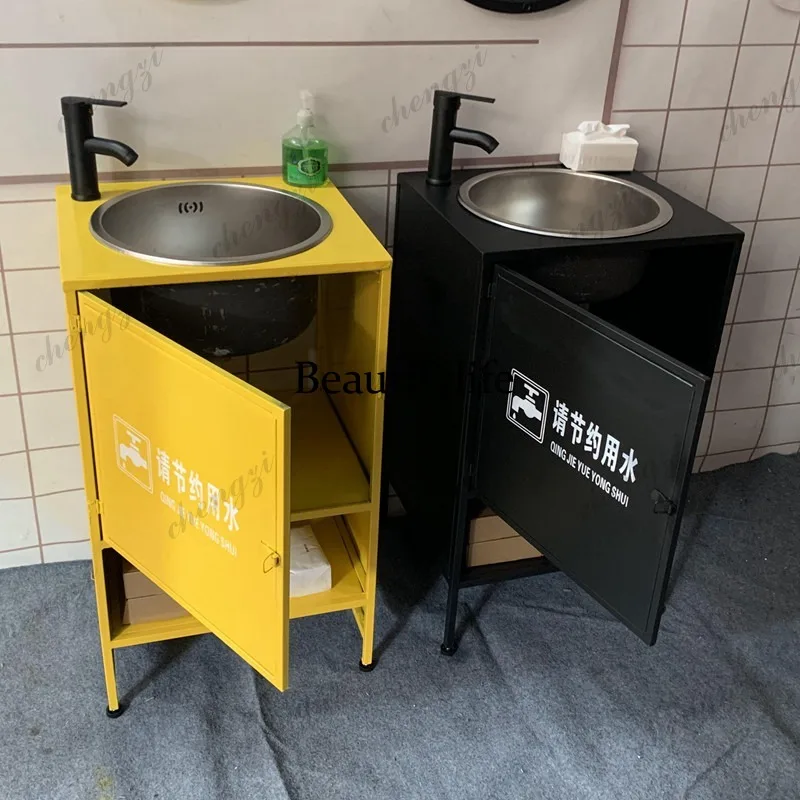 A114 Industrial Style Creative Washbasin Bar-Dining Integrated Washbasin Vintage Wrought Iron Column-style Washbasin Cabinet Set