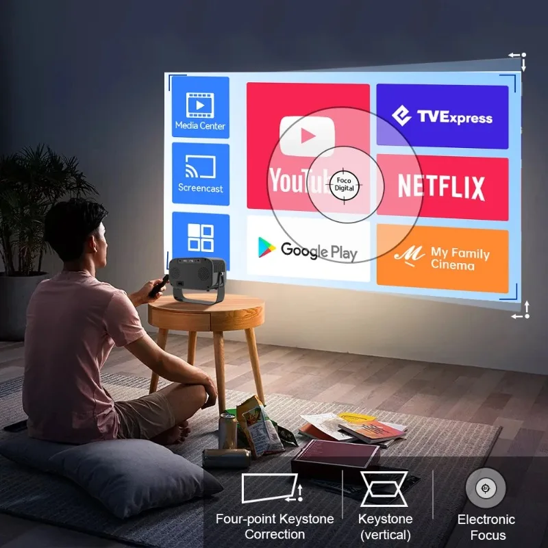 Xiaomi P28B/P28A Mini Projector 8K Full HD LED Wifi Projector 8000 Lumens Android 9 Support 1080P Home Video For Outdoor Movie