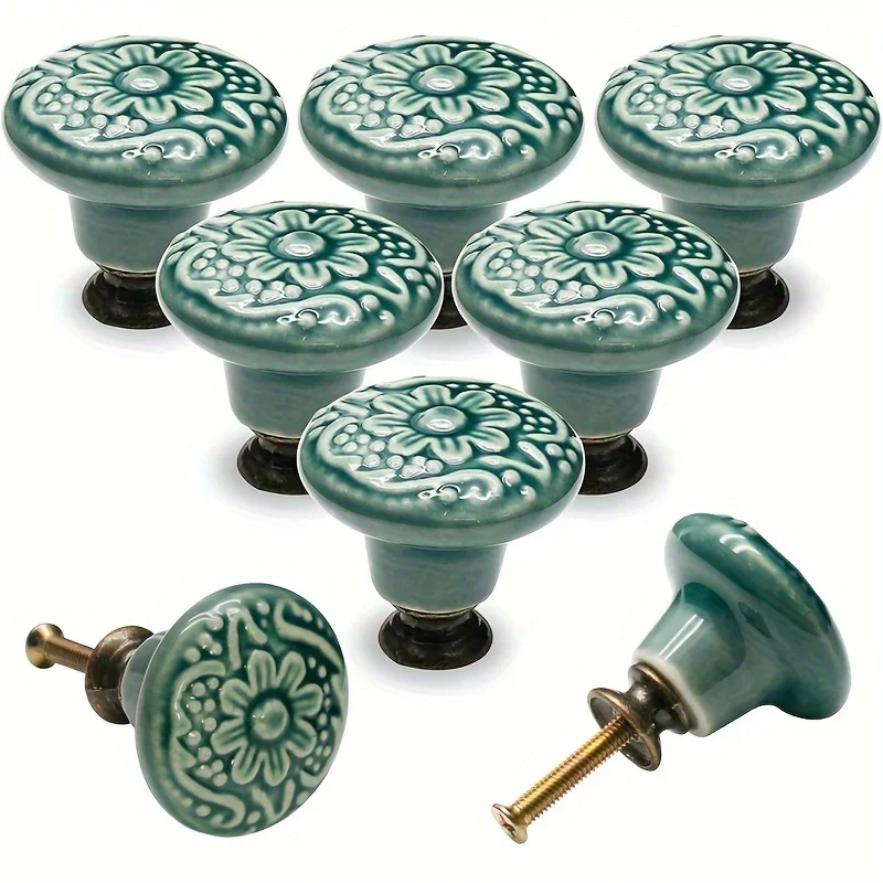 Cabinet knob, ceramic cabinet knob, dressing table knob, drawer knob, door handle, with installation screws (screw color random)