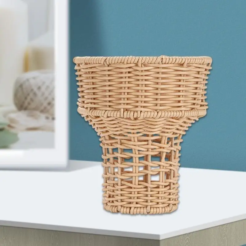 

E8BD Elegant Flower Bouquet Holder Natural Woven Ice Cream Basket for Park Picnics
