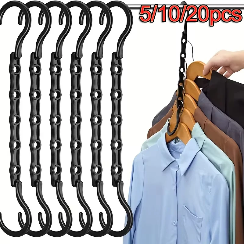 5/10/20pcs Magic Hangers Space Saving Hanger Closet Space Saver Hanger Organizer Multi Hangers Sturdy Plastic Clothes Storage