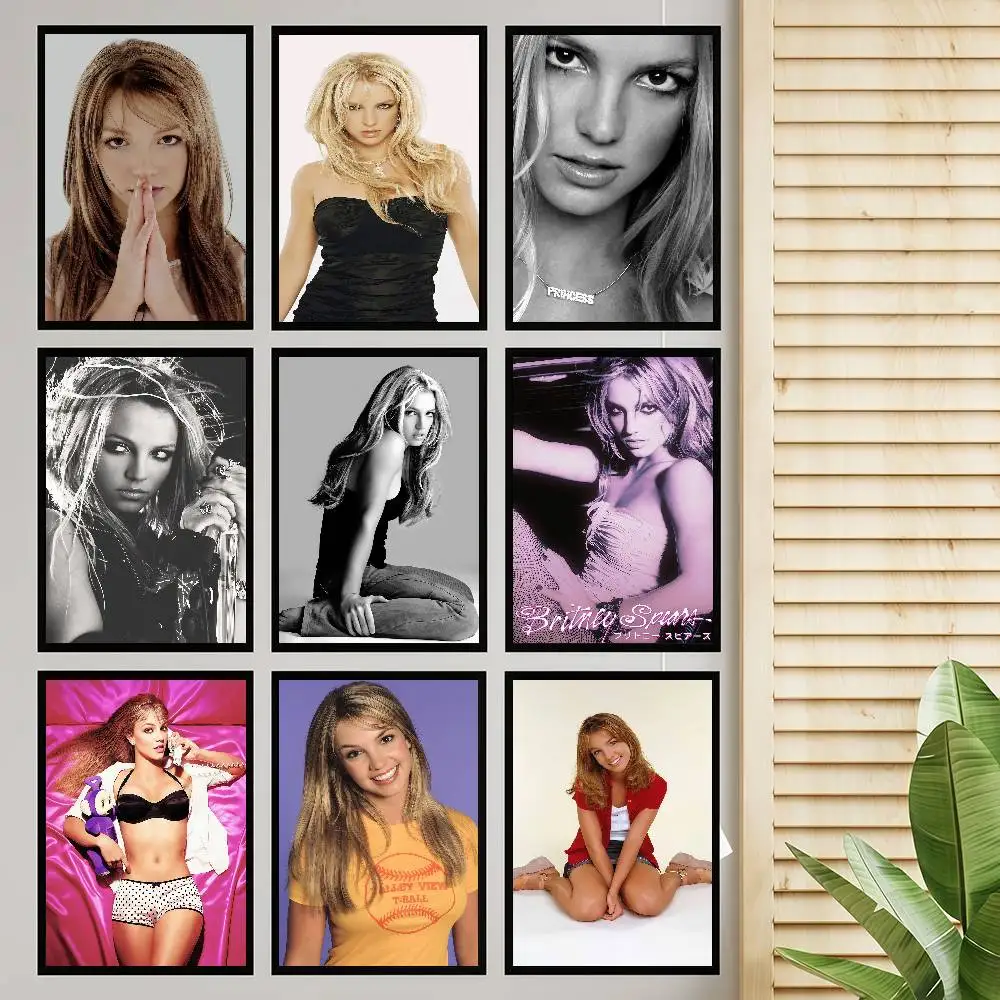 Sänger B-Britney SpearsS Anime Poster Sticky Decoracion Malerei Wandkunst Weißes Kraftpapier Wanddekoration