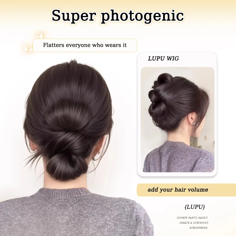LUPU ヘアボウ ヘアバン ヘアクリップ 合成繊維アップヘア ブラック ブラウン ヘアアクセサリー 女性用ヘアピース デイリーパーティーウェア用