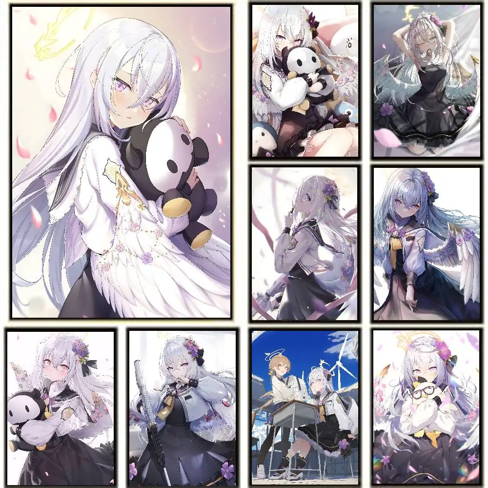 Shirasu Azusa Blue Archive Game Posters High Quality Self-adhesive Wall Art Decorations Color Prints Sticky