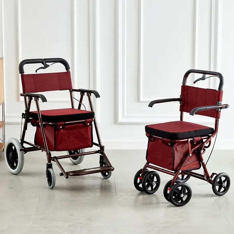 Portable elderly power cart scooter hand push trolley shopping shopping cart elderly four wheels
