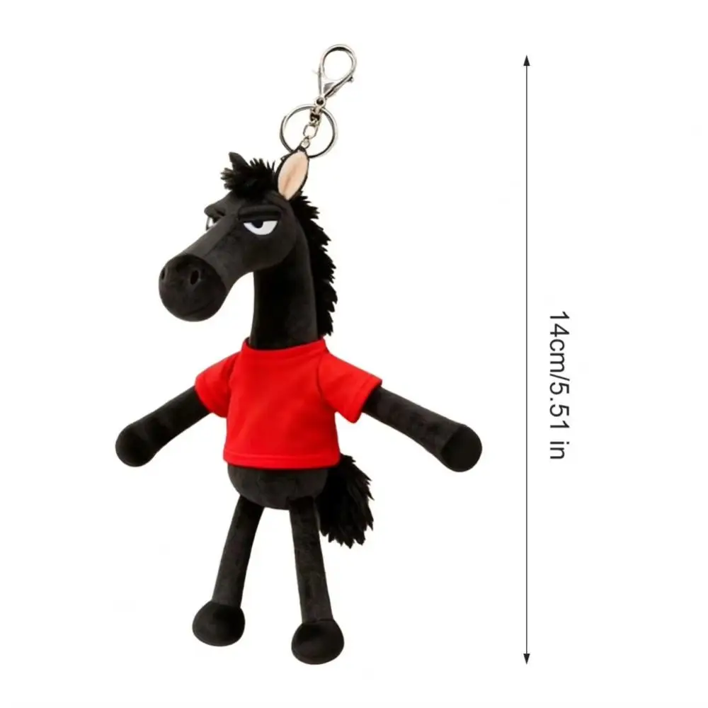 Creativo peluche cavallo scuro portachiavi carino mascotte bambole simulazione cavallo bambola stile cinese morbido zodiaco pony figurine regalo di compleanno