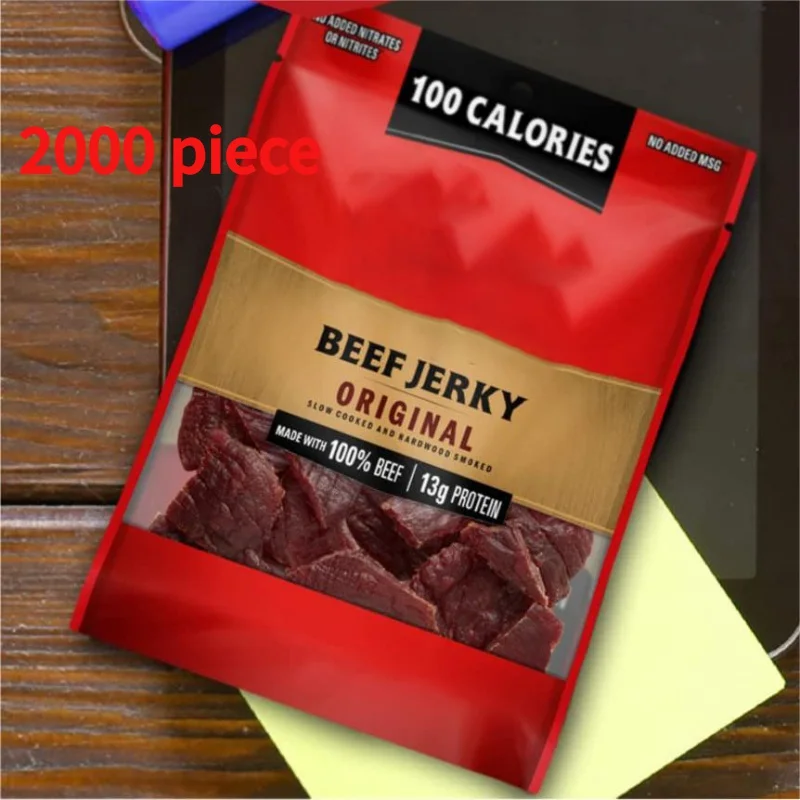 

20 00piece.Custom.Food Grade Custom Printed 3 Side Seal Flat Zipper Plastic Ziplock Dried Meat Biltong Food Packaging