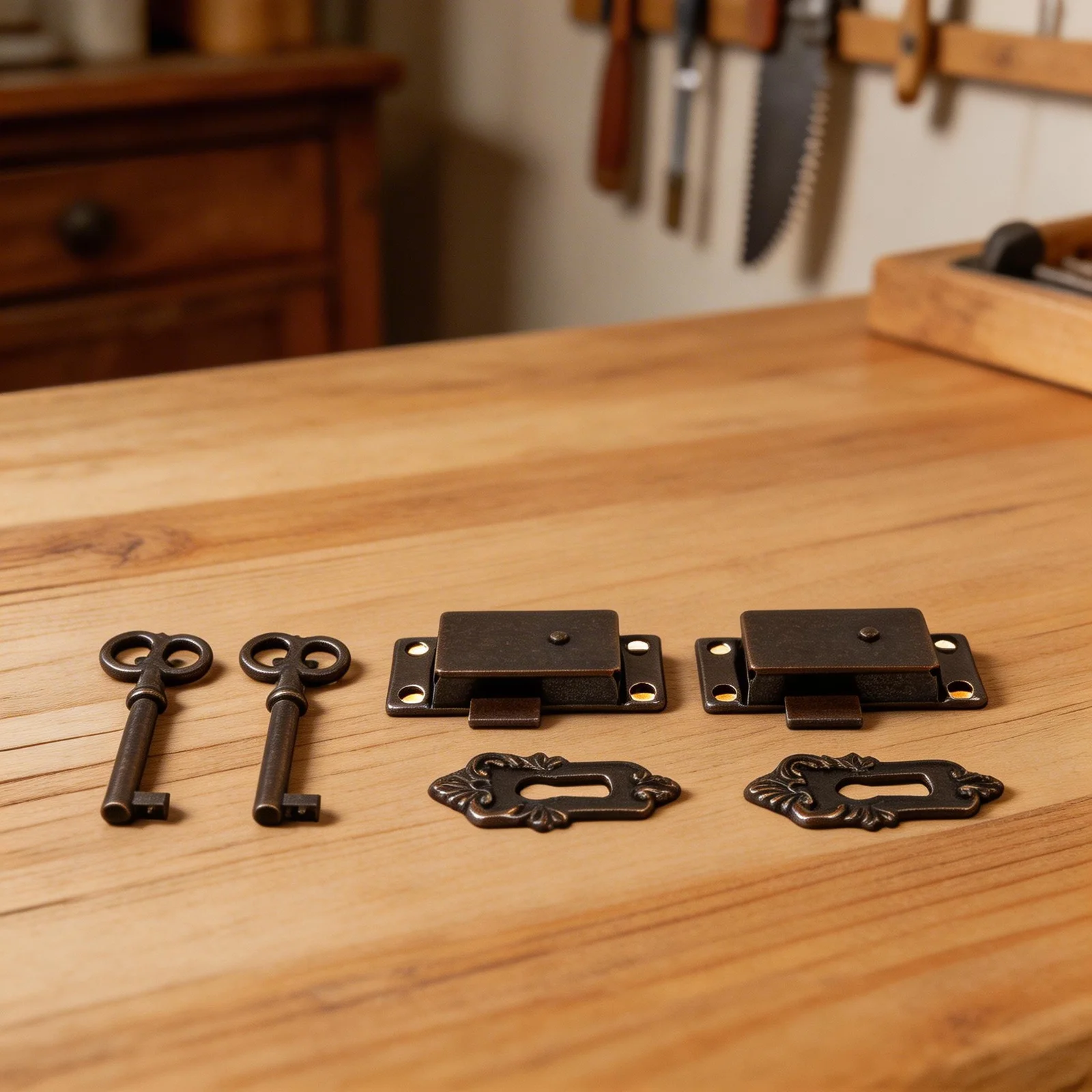 With Key Drawer Lock Parts Red Bronze Classical Furniture Jewelry Locks Matal+Zinc Alloy Accessories Practical