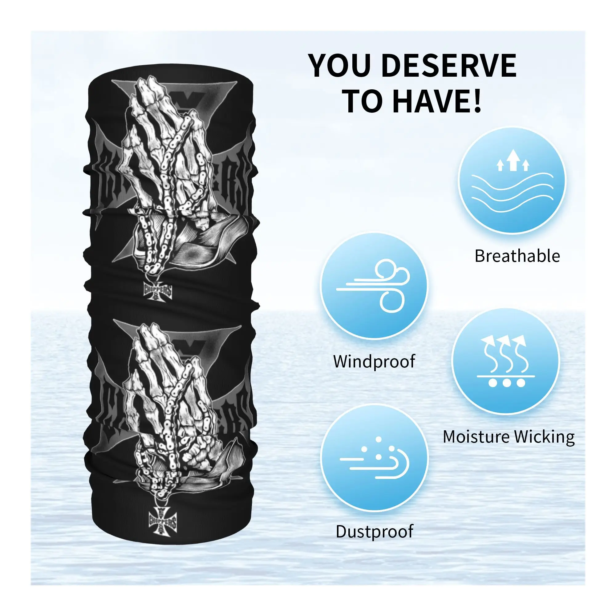 Bandana cruzada de hierro de costa personalizada, polaina para el cuello, bufanda para la cara a prueba de viento, cubierta para mujeres y hombres, diadema, pasamontañas de tubo