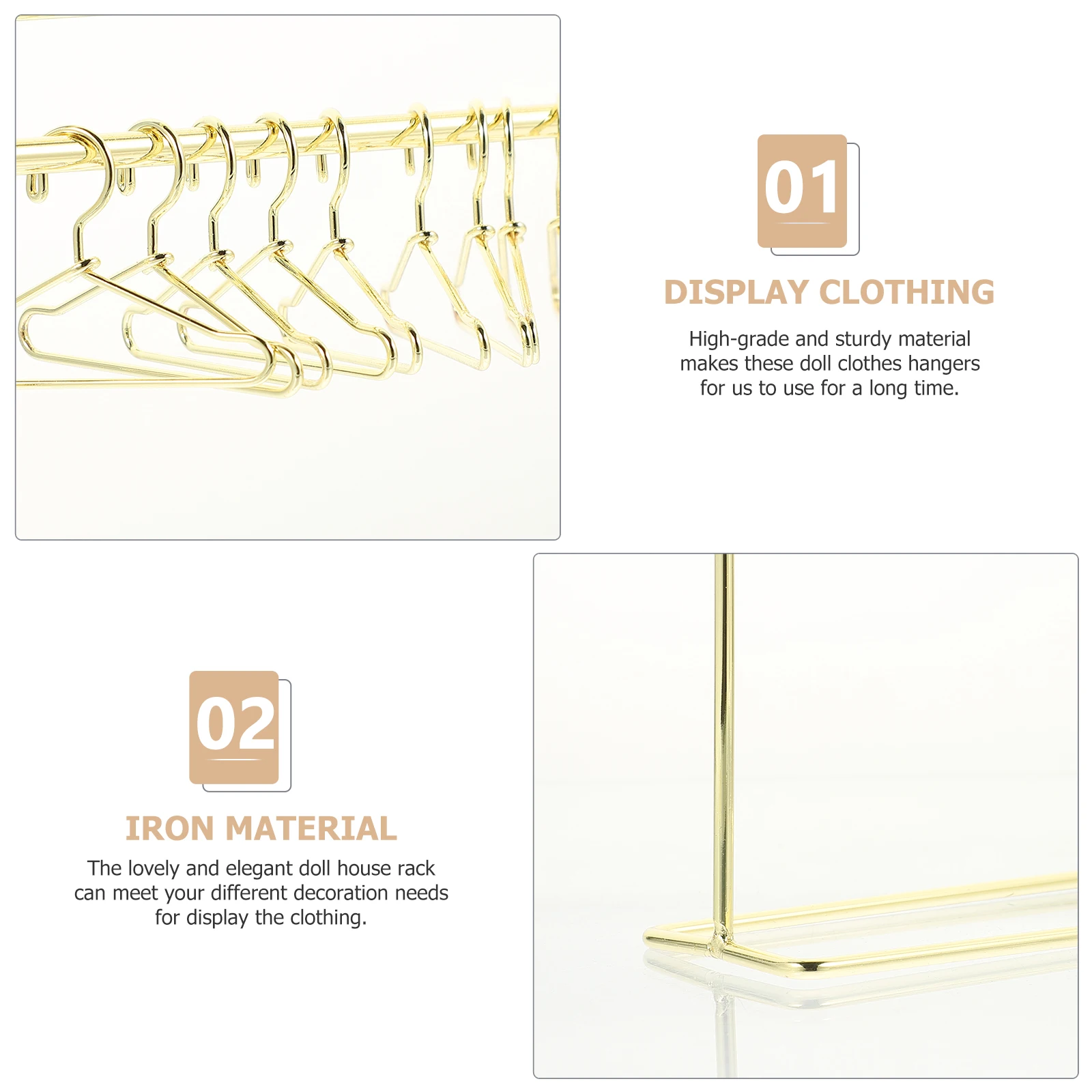 

1 set Mini Hanger Set Gold 15x12cm Rack 40mm Clothes Hangers Dollhouse Dress Display Toys Room Accessories