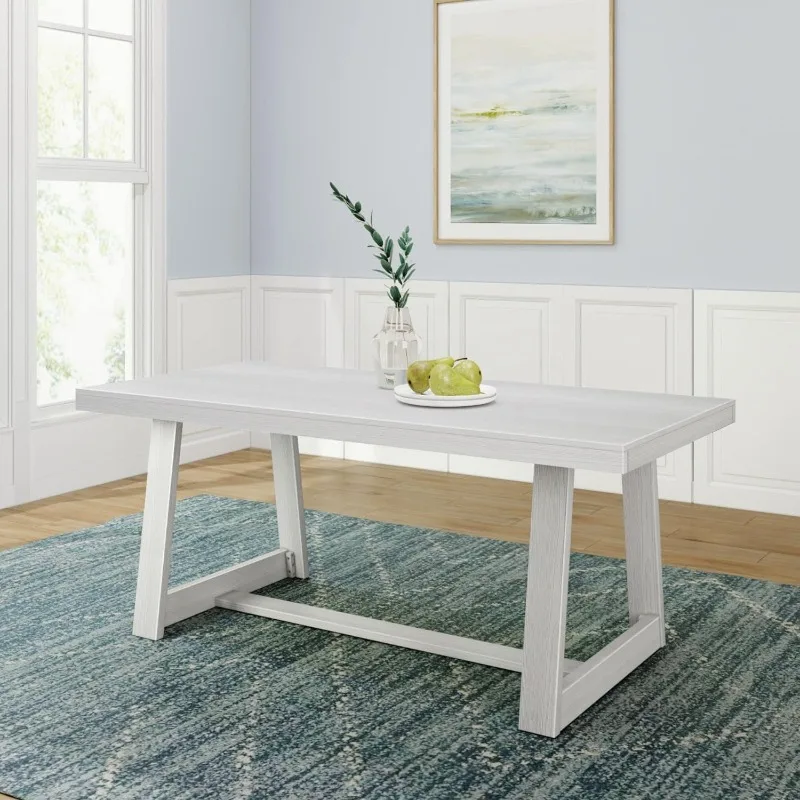 

72 Inch Farmhouse Dining Table Solid Wood Rustic Kitchen Large Wooden Rectangular Dinner Table for Home Living Room Furniture