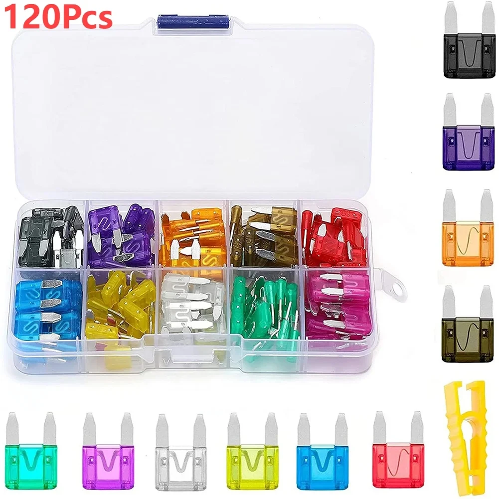 

120PCS 2A-35A small car fuse 10 specifications igniter headlight air conditioner fuse clip