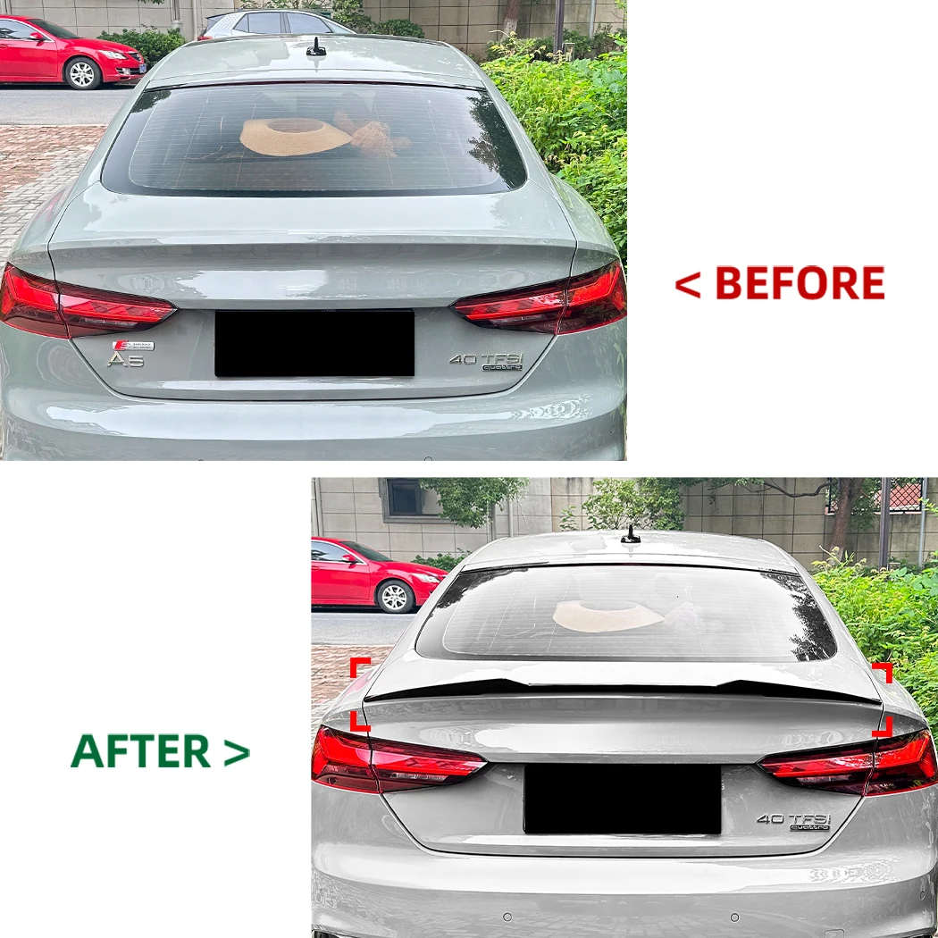 Car Top Tail Wing Spoiler Roof Trunk Wing Fixed Wind Splitter For Audi A5 F5 Sportback 4 door 2017-2024 M4 Blade Style Guard Kit