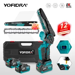 YOFIDRA fırçasız 8 inç elektrikli testere akülü şarj edilebilir budama testeresi ağaç İşleme bahçe güç aracı Makita 18V pil