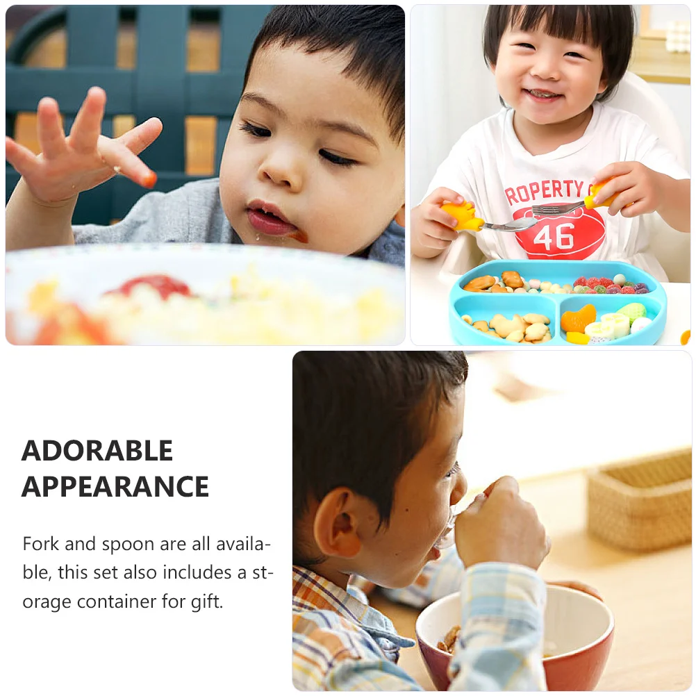 

1Set Toddler Spoons Forks Cute Longlasting Heatresistant Feeding Set Essentials Baby Spoons Fork Baby Spoon
