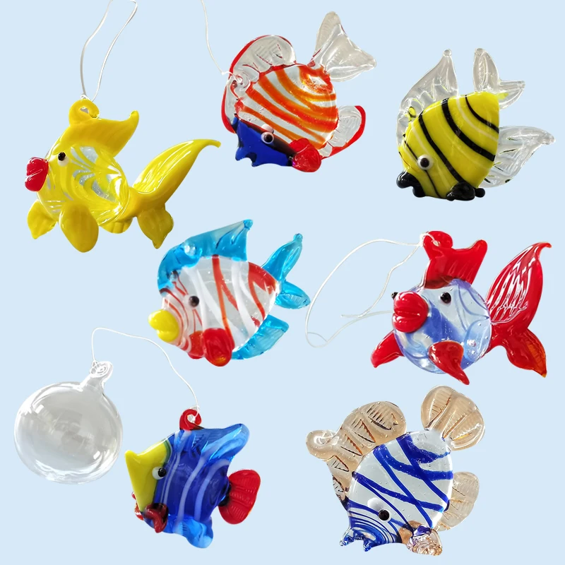 

Aquarium Decor Floating Glass Marine Animals Ornament Cute Fish Starfish Sea Star Lobster Shrimp Jellyfish Clownfish Pendant