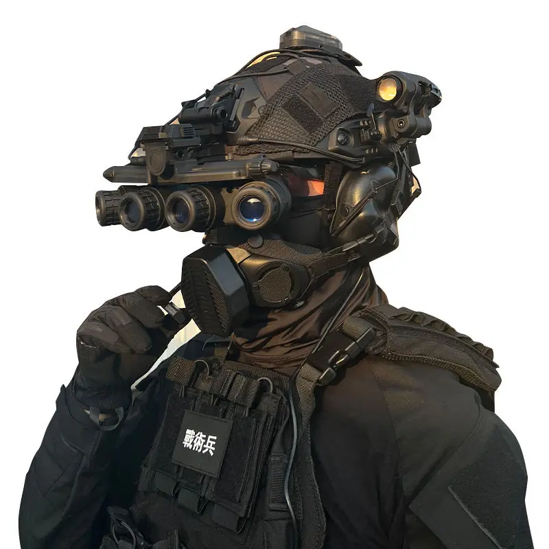 

Airgun Tactical Helmet Set Night Vision Model Helmet Respirator Communication Headset Military Fan Cs Field Exhibition Equipment