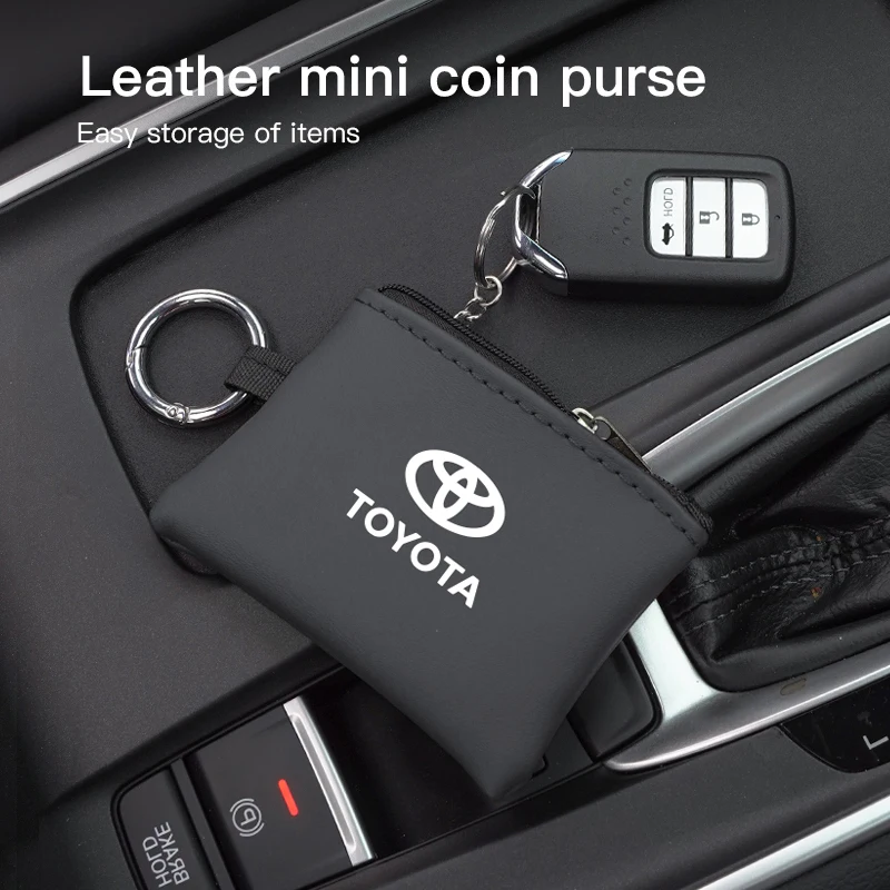 Car Leather Key Storage Bag Coins Wallet Mini Card Pouch For Toyota 86 Mirai Supra Prado Alphard Vellfire Crown Sequoia Venza Av