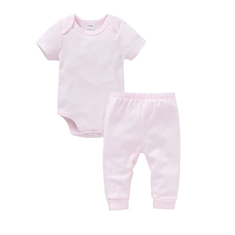 Muslin Blank 2 Pieces Baby Rompers Pants Set Plain Colors Summer Short Sleeve Bodysuit Kids Clothing Set Boys Clothes