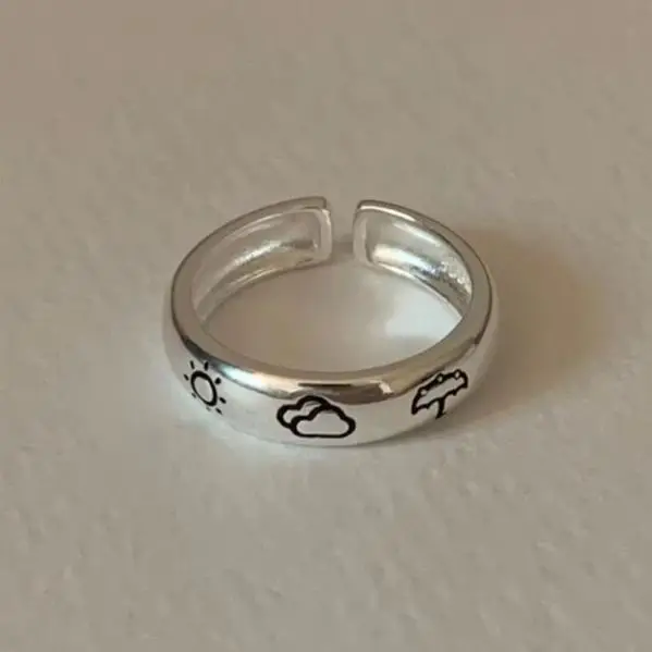 Girlbible  925 Sterling Silve Cartoon Ring For Women Sun Umbrella Cloud Simplicity Jewelry Birthday Gift Dropshipping