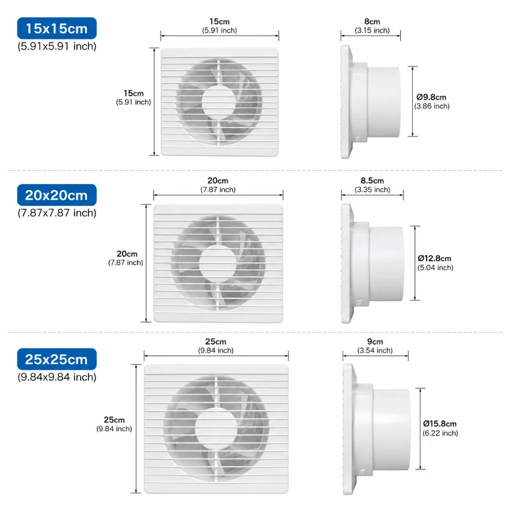 Kipas Exhaust Listrik Bertenaga, Kipas Ventilasi Senyap Rendah Kebisingan, Aliran Udara Kuat, Kipas Ekstraktor Tahan Lama, Untuk Penggunaan Kamar Mandi