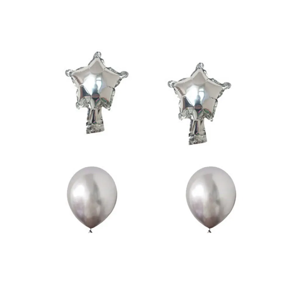 

Silver Eid Mubarak Aluminum Foil Balloons Letter Moon Star Party Decoration Set Latex Balloons Photo Background Party