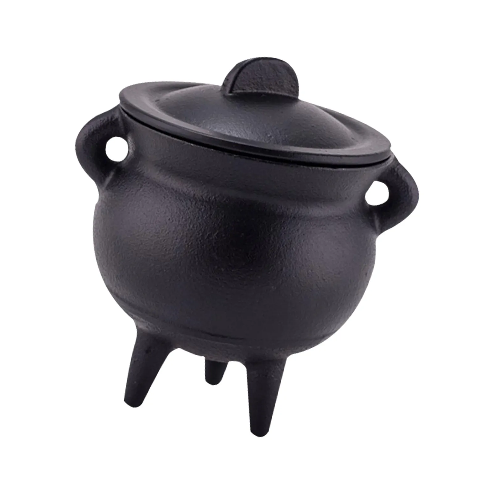 Caldeirão de Ferro Fundido para Incenso com Acabamento Liso e Tampa, Suporte para Resina, Salva e Palo Santo para Rituais
