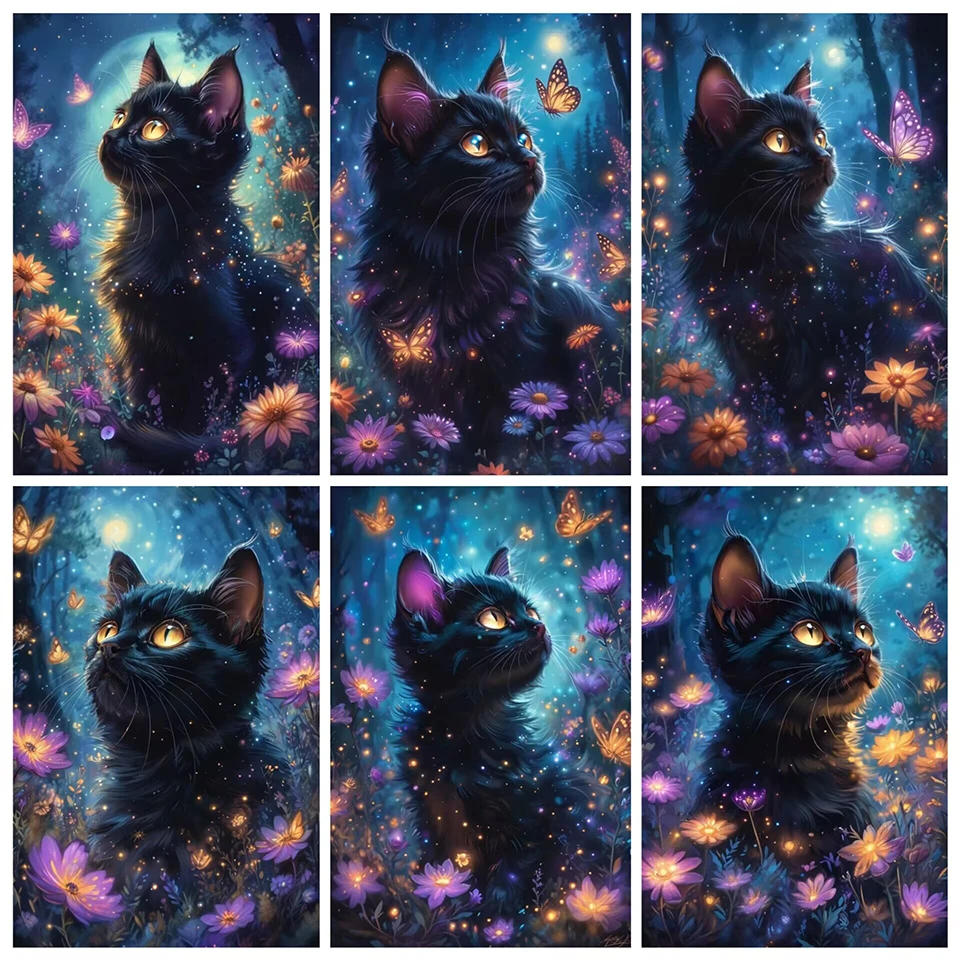 

Cute Cat and butterfly Flowers Picture Full Drills 5D Diamond Painting Mosaic Embroidery Diy Cross Stitch For Home Decorations