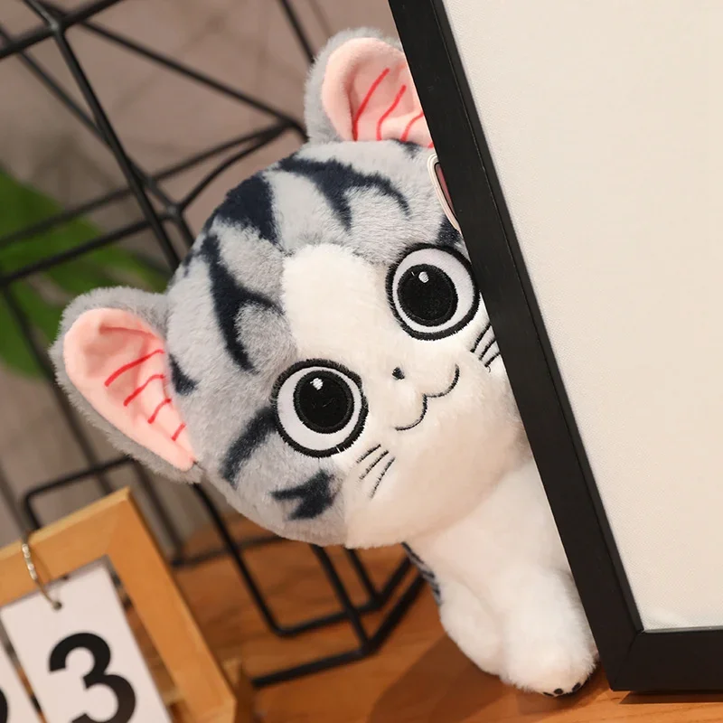 Kawaii Cheese Cat Plush Doll Black And White Standing Cheese Cat Plush Toy Soft Stuffed Cotton To Accompany The Sleeping Doll