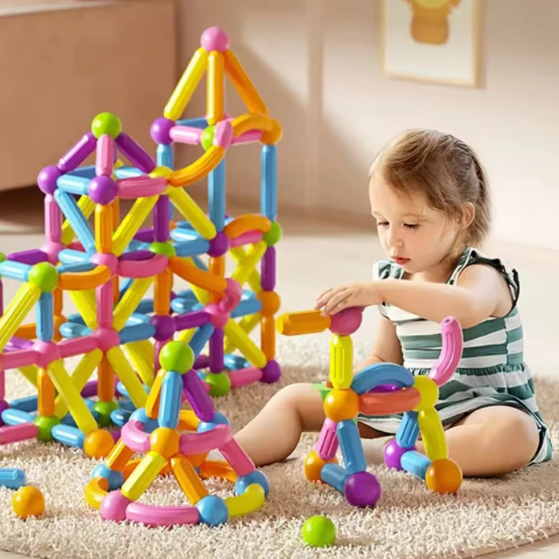 مجموعة مكعبات البناء المغناطيسية للأطفال ألعاب تعليمية مونتيسوري مناسبة للأولاد والبنات تطور مهارات التفكير المنطقي #1