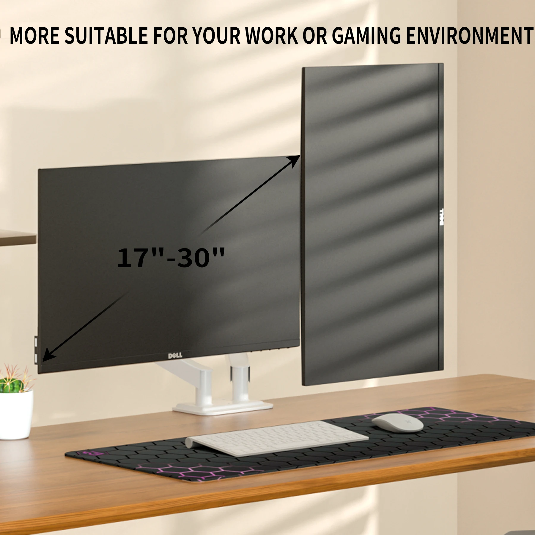 HILLPORT Double Monitor Arm Gas Spring Single Desktop Mount Bracket for 17-30 Inch Monitors Ergonomic Stand PC TV Mount M22W