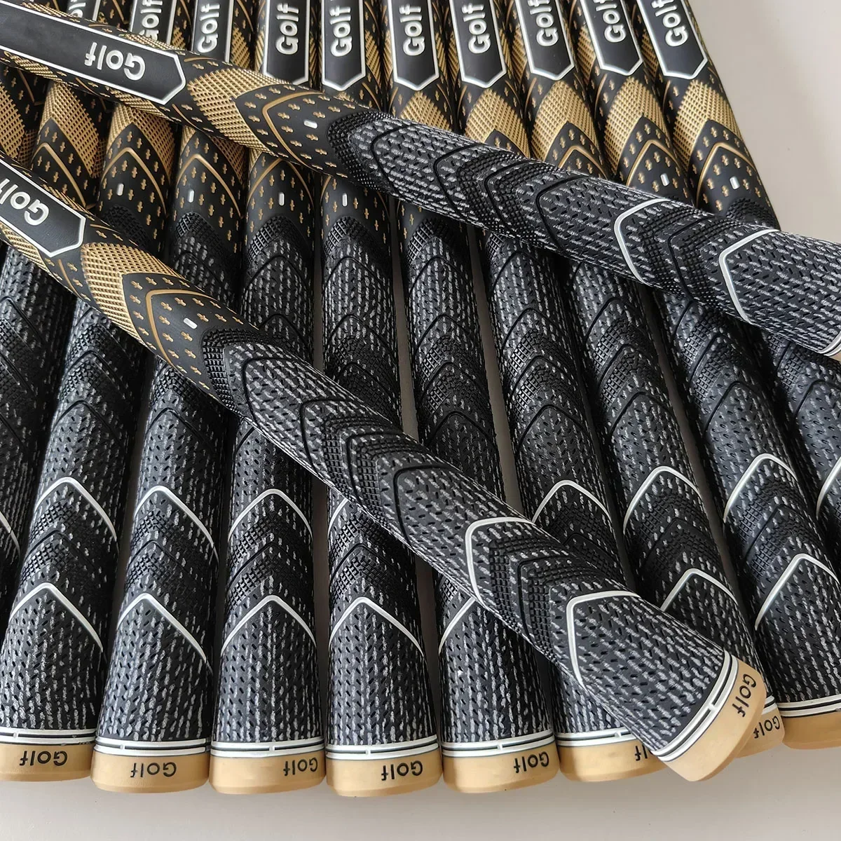 13Pcs Standard/Midsize TEAMS Golf Grip Rubber Golf Grips 5Pcs Cotton Yarn Golf Club Grips Iron and Wood Grip Universal Golden