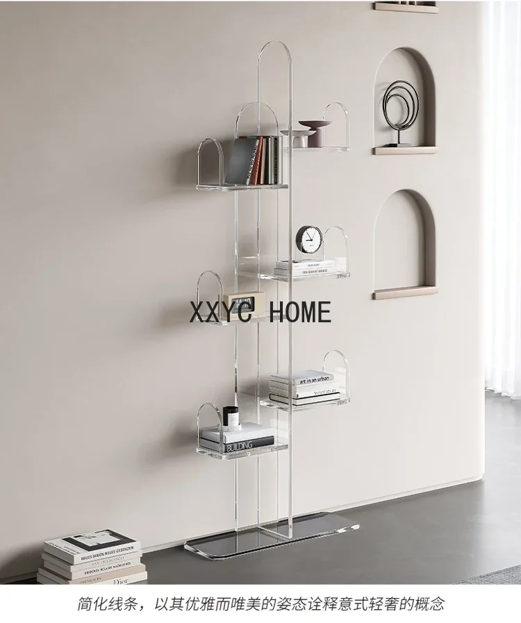 Designer Acrylic Bookcase Shelf Floor Tree-Shaped Multi-Layer Storage Simple