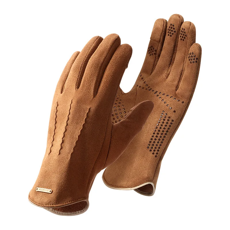 Gants d'équitation doublés de sourire en daim pour hommes, gants rembourrés, maintien au chaud, conduite au vent et au froid, transfrontalier, sports de plein air, hiver