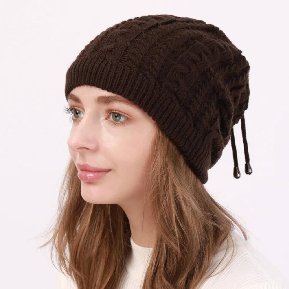 

Fashion Accessory Thick Knit Beanies Cap Hat Ear Protect Soft Knitted Cap Hat Dual-purpose Women Head Wrap Outdoor Activities
