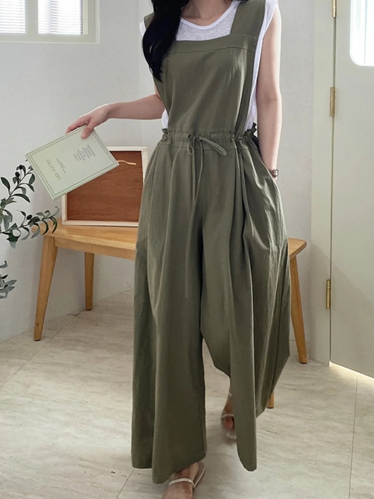 

Korean Sle Straight Leg Casual Pants Women's Spring Faion Design Slimming Versatile Strap Pants Trendy Age-Defng Long T...